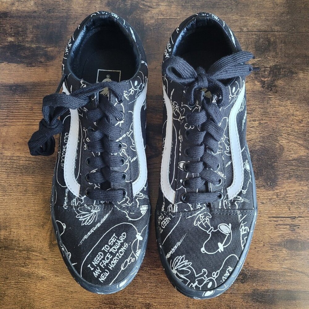 Vans Old Skool x Peanuts Snoopy Black Canvas Mens Shoes Size 7.5 Men Women 9 Euc - Picture 9 of 11